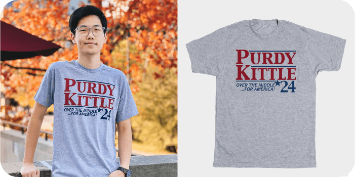 Raygun Gray Purdy Kittle 24 Over The Middle for America T-Shirt